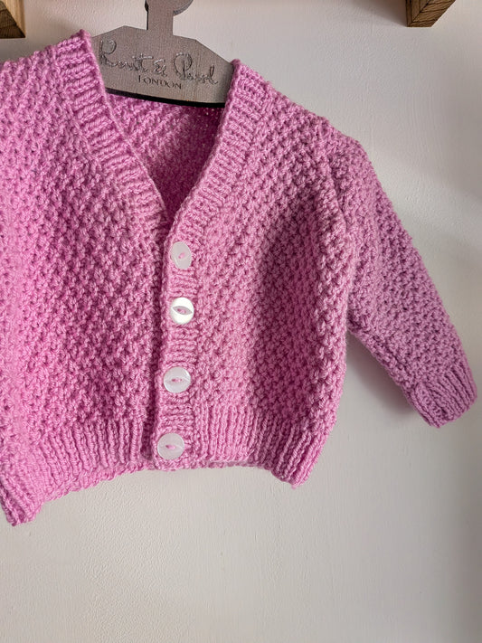 2-3y Pale Rose READY TO POST Hand-knitted Cardigan