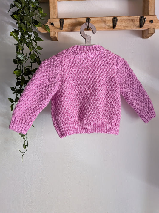 1-2y Pale Rose READY TO POST Hand-knitted Cardigan