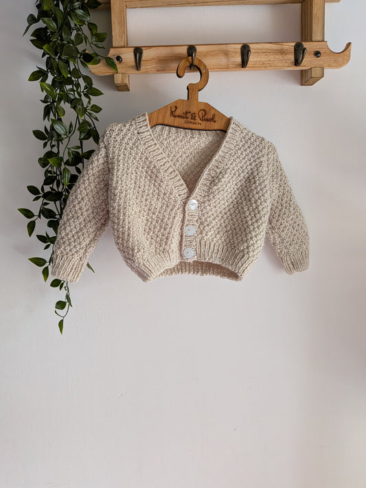 2-3y Parchment READY TO POST Hand-knitted Cardigan