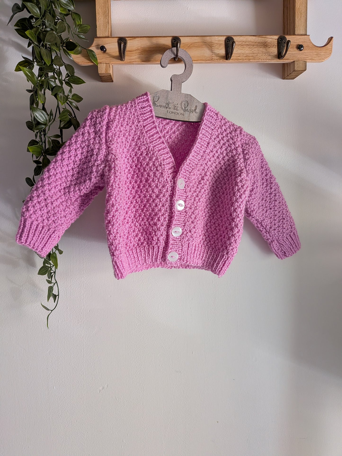 1-2y Pale Rose READY TO POST Hand-knitted Cardigan